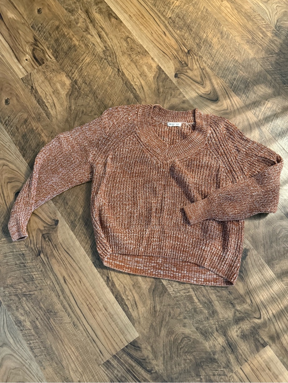 Cozy Burnt Orange V-Neck Chenille Sweater